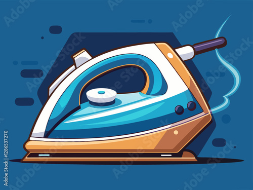 vector of  Steam iron is working