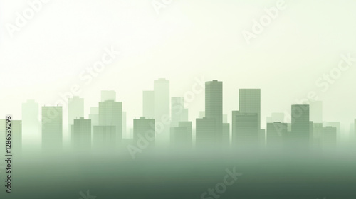 Wallpaper Mural Foggy city skyline with dense pollution hovering over buildings Torontodigital.ca