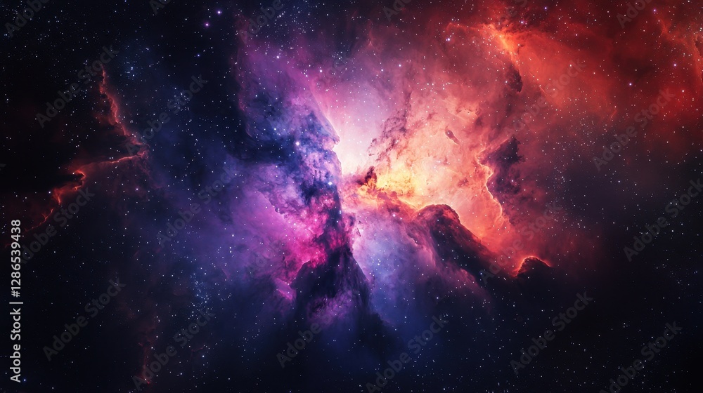 Fototapeta premium A futuristic deep-space observatory studies the intricate details of a nebula's vibrant core