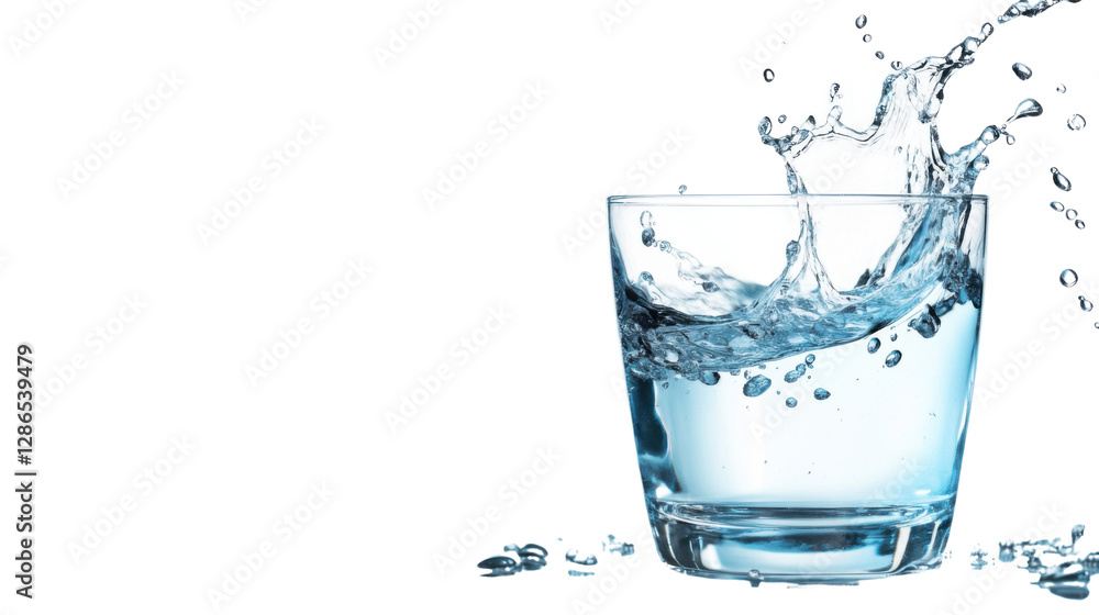 water pouring into glass isolated on white background water pouring into glass isolated on white background