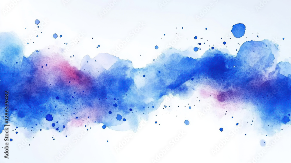 Obraz premium Beautiful blue watercolor splash with soft gradients and splatters