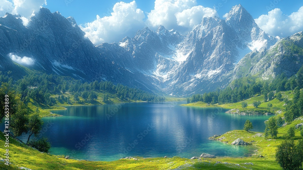 Fototapeta premium Alpine Lake Scenic View (1)