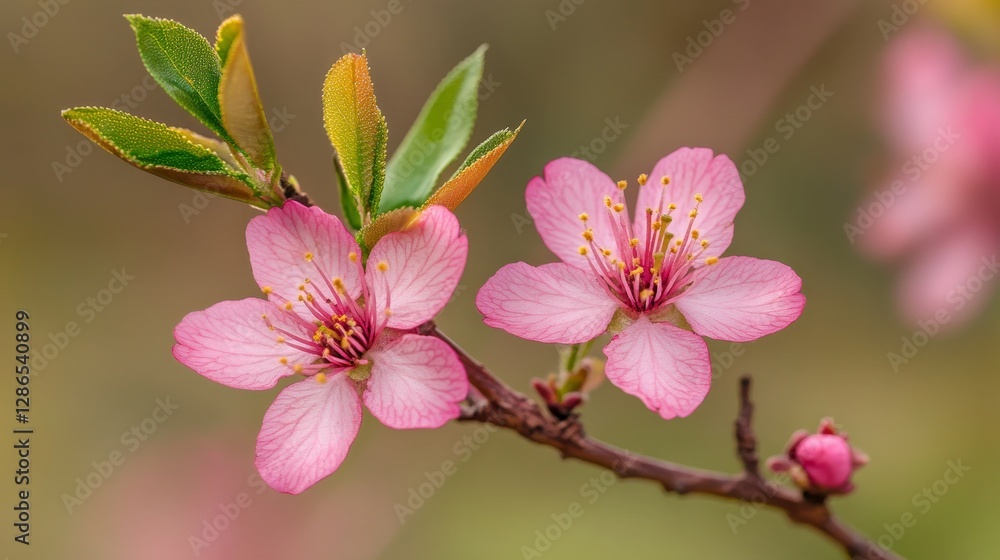 Obraz premium Delicate pink cherry blossoms in close-up view