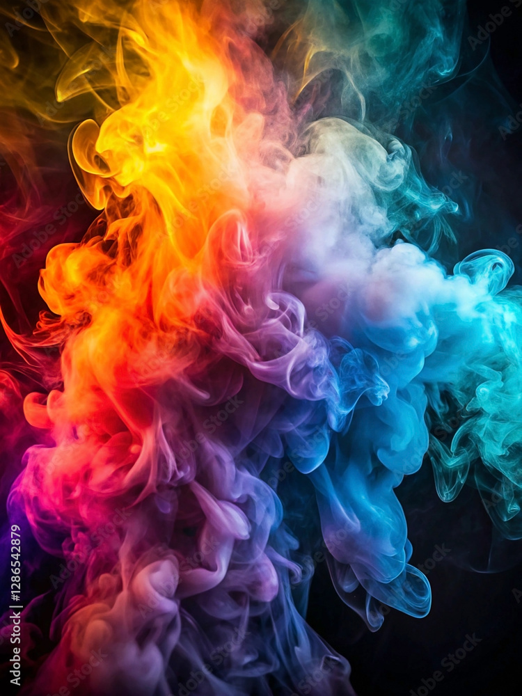 Abstract colorful smoke swirls on black background. (3) Abstract colorful smoke swirls on black background. (3)