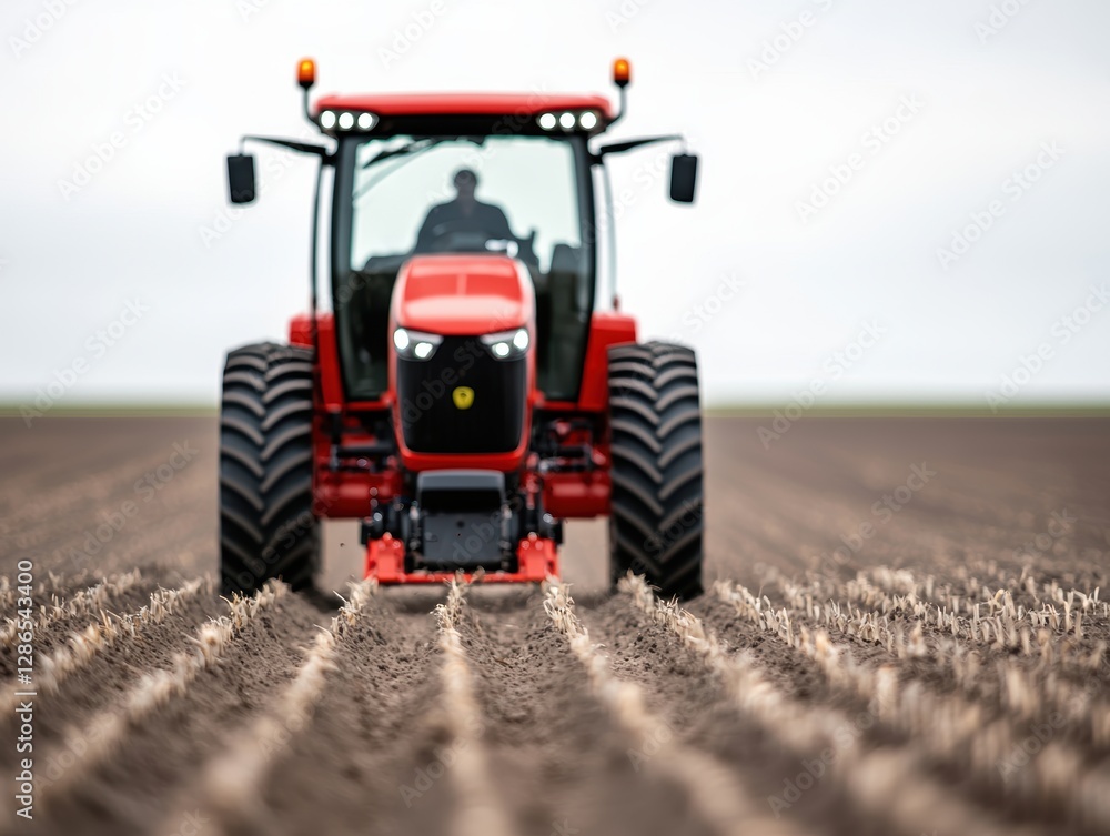 Obraz premium Smart robotic tractor integrating GPS, AI-driven sensors, and machine learning algorithms to analyze crop performance and adjust farming strategies