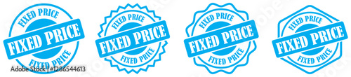 Fixed price badge isolated on white background. Fixed price vector badge for marketing labels. Vintage style stamp icon for promotions. Fixed rate icon set collection. Vector illustration 