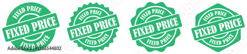 Fixed price rubber stamp collection set on white background. Business stamp showing fixed price tag. Fixed price sign template in flat style. Freeze price icons collection. Vector illustration 