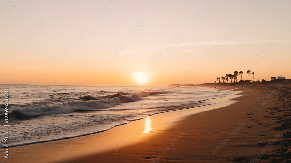 Warm tropical evening with gentle waves Warm tropical evening with gentle waves