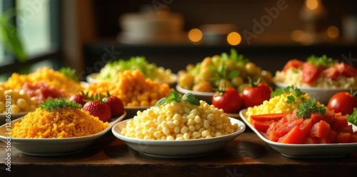 Wallpaper Mural Mesa de buffet con diferentes tipos de comida, mesa, frutas Torontodigital.ca