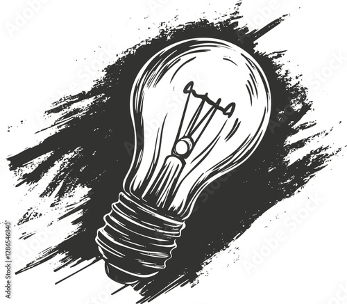 Hand-drawn lightbulb sketch with textured brush stroke background.