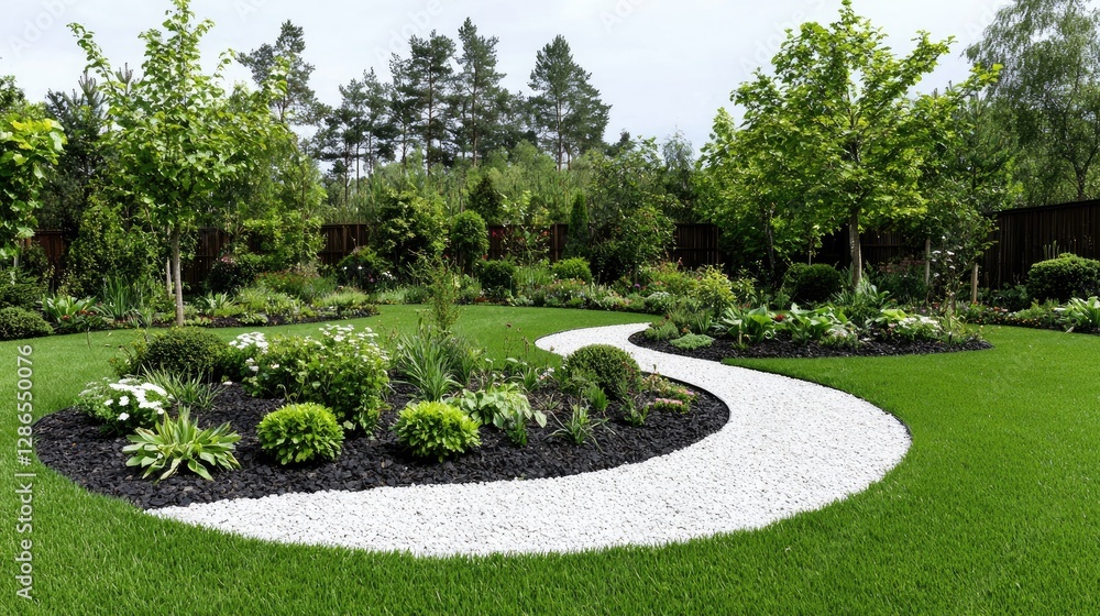 Well-maintained garden with winding path, ideal for relaxing Well-maintained garden with winding path, ideal for relaxing