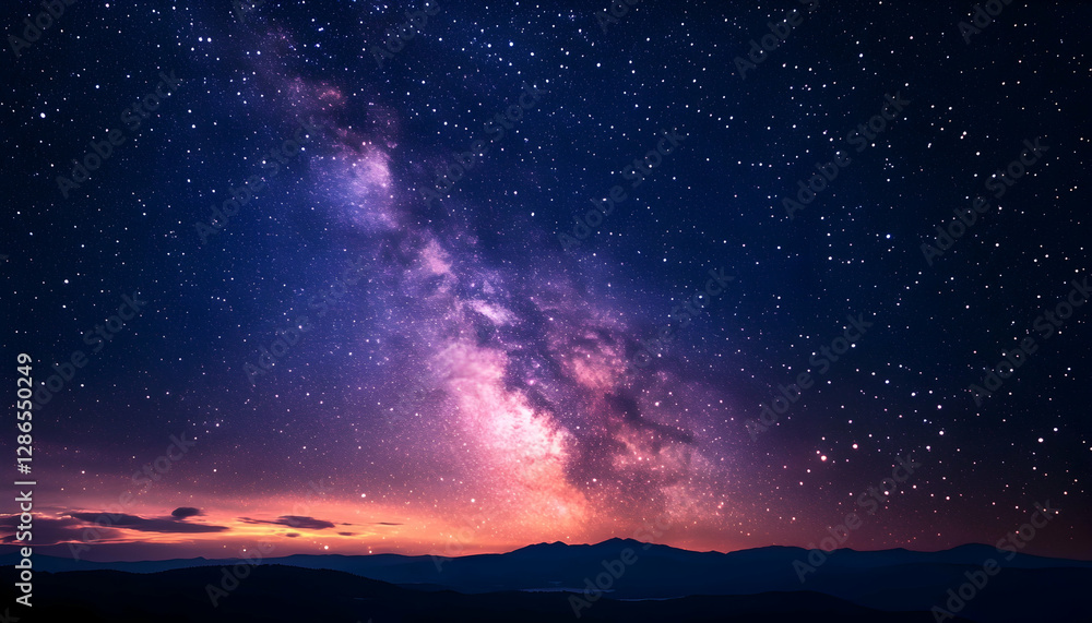 Photo: Majestic Milky Way Galaxy Over Mountains at Sunset Dusk