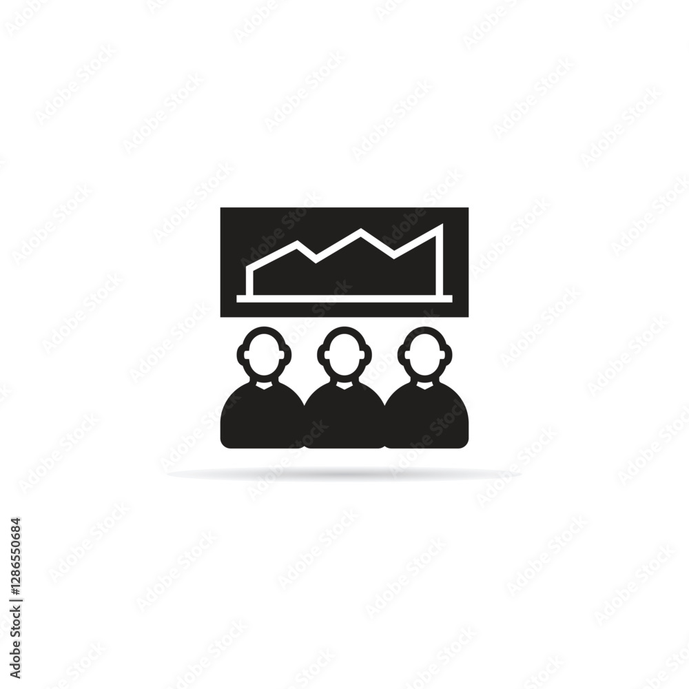people monitoring graph icon with shadow on white background people monitoring graph icon with shadow on white background