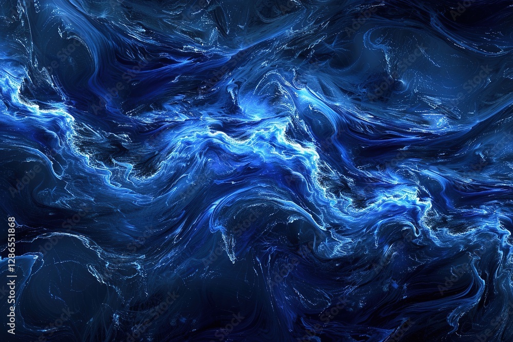 Obraz premium Abstract blue swirling waves in cosmic design
