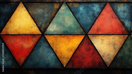Wallpaper Mural Vibrant textured triangles arranged symmetrically create a rich warm color palette. AI Generated Torontodigital.ca