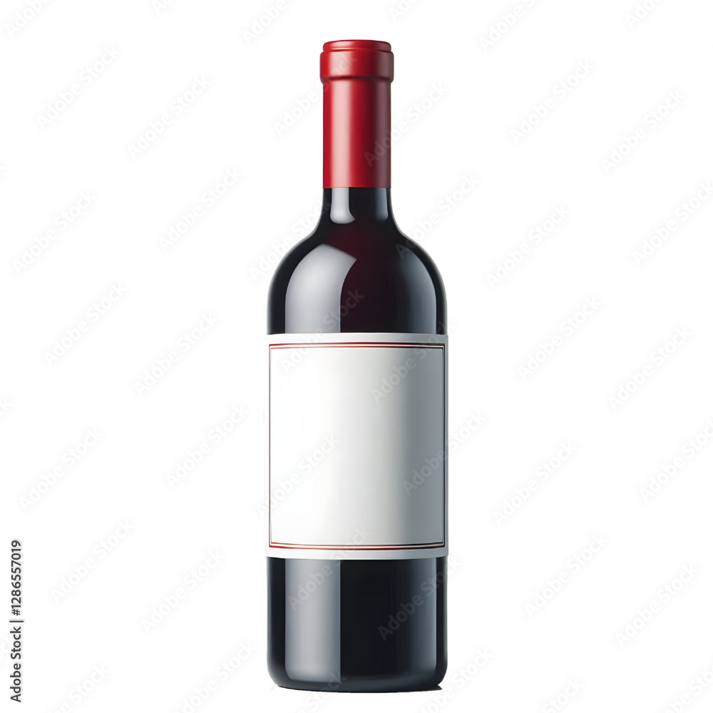 Red wine bottle with blank label. isolate on White background Red wine bottle with blank label. isolate on White background