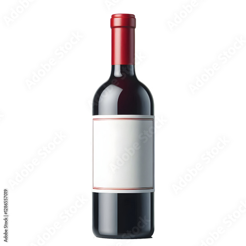 Red wine bottle with blank label. isolate on White background