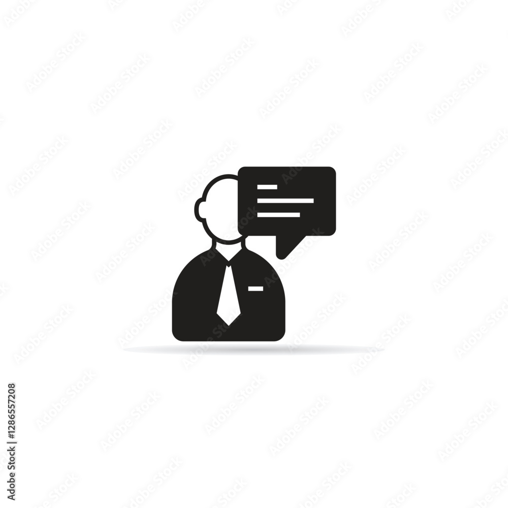 businessman and bar chart icon with shadow on white background businessman and bar chart icon with shadow on white background