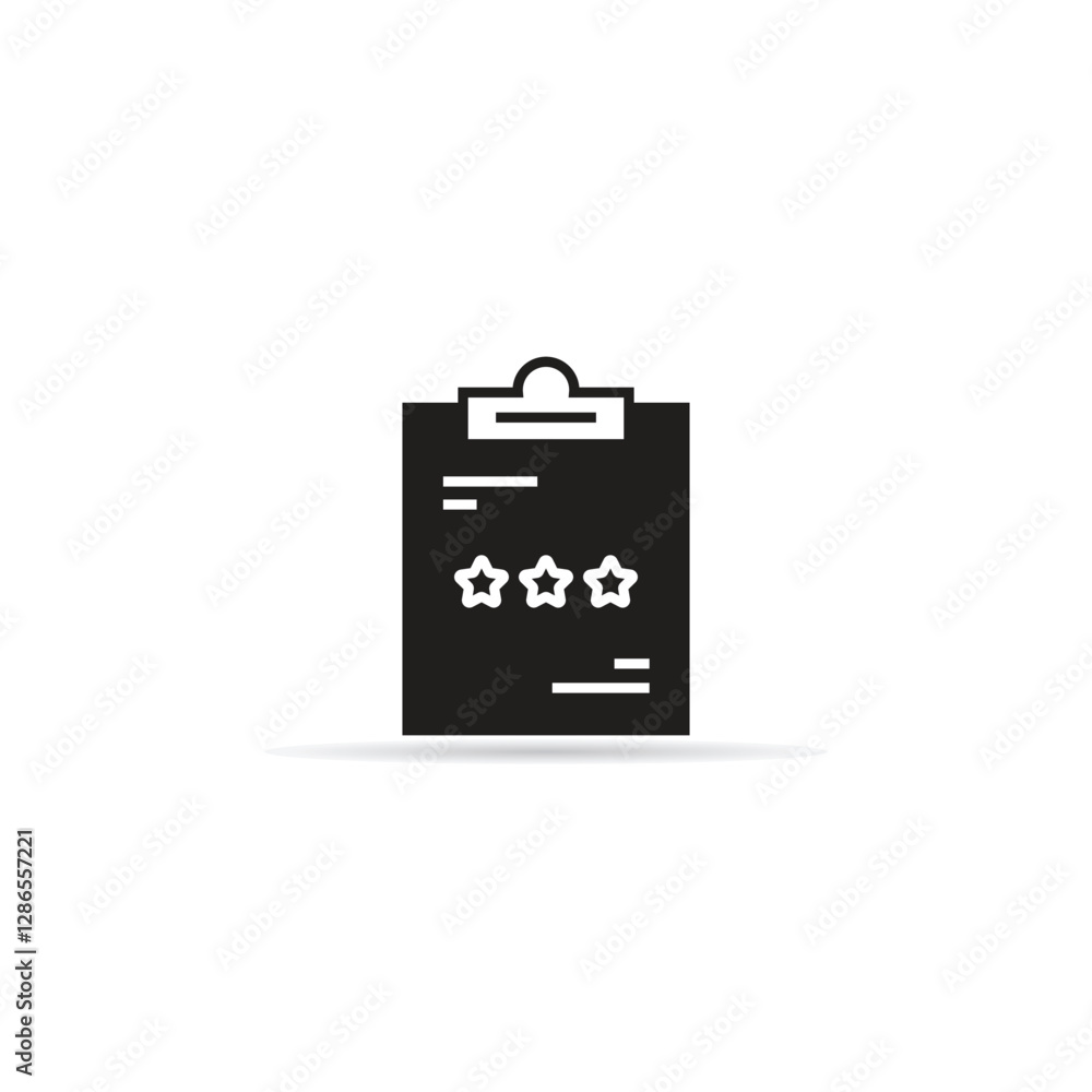 rating star in clipboard icon with shadow on white background rating star in clipboard icon with shadow on white background