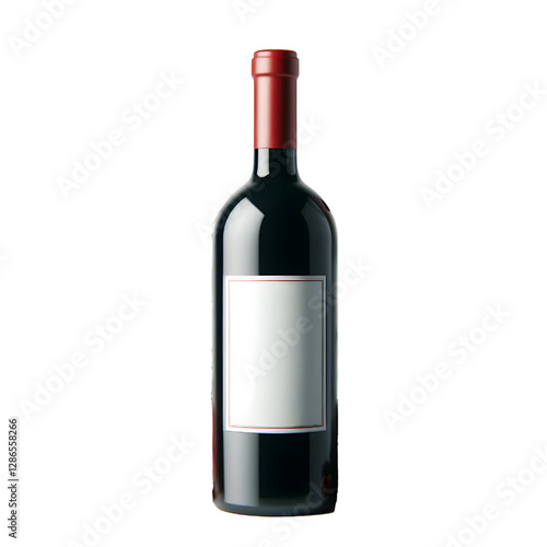 Red wine bottle with blank label. isolate on White background