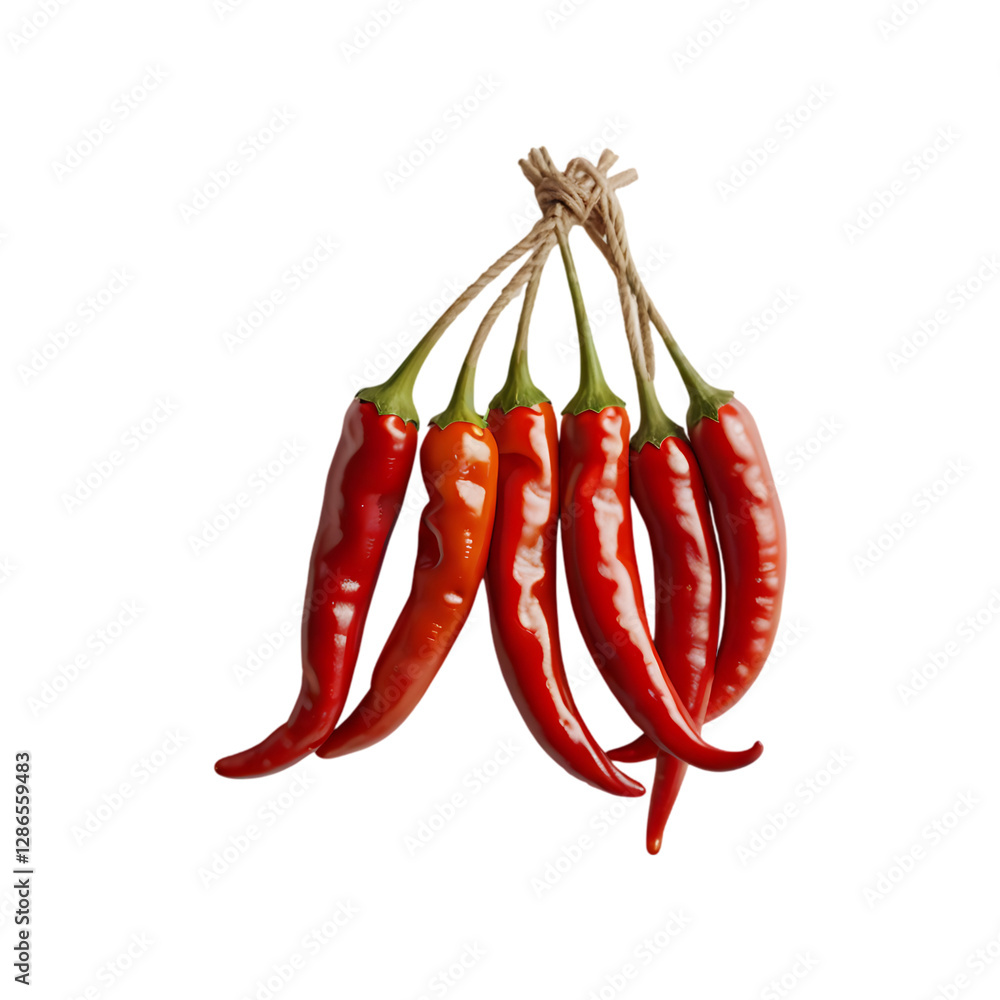 Red chili peppers realistic on a transparent background Red chili peppers realistic on a transparent background