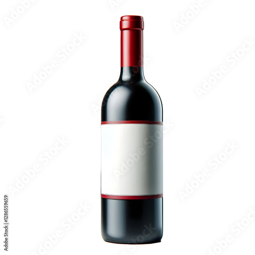 Red wine bottle with blank label. isolate on White background