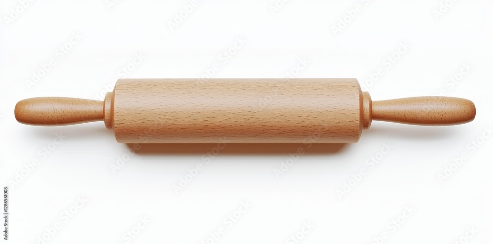 Classic Wooden Rolling Pin Perfect for Baking on White Background Classic Wooden Rolling Pin Perfect for Baking on White Background