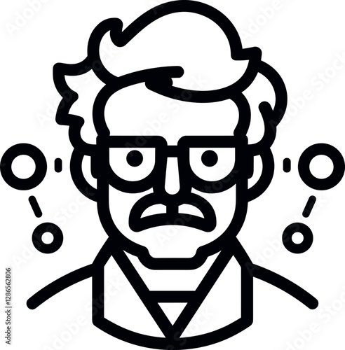 Intriguing Line Art Portrait of a Scientist