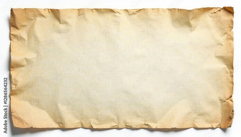 Obraz premium Isolated aged photo, crumpled blank paper mockup, card, blank, mockup