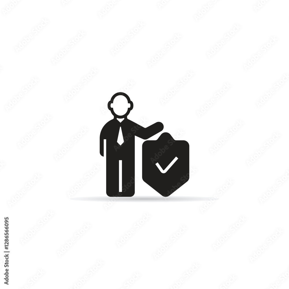 businessman and dollar shield icon vector illustration businessman and dollar shield icon vector illustration