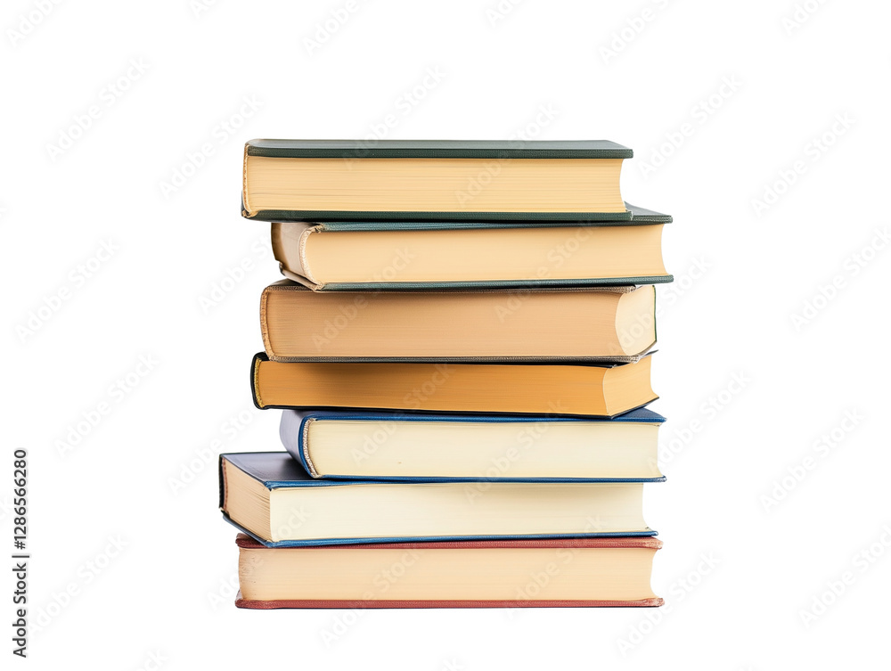 Stack of books standing horizontally isolated on white background Stack of books standing horizontally isolated on white background