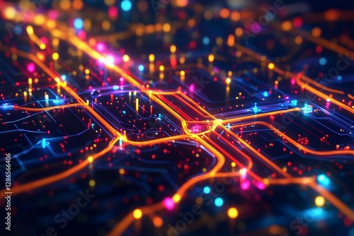 high-tech abstract visualization of a futuristic metro system