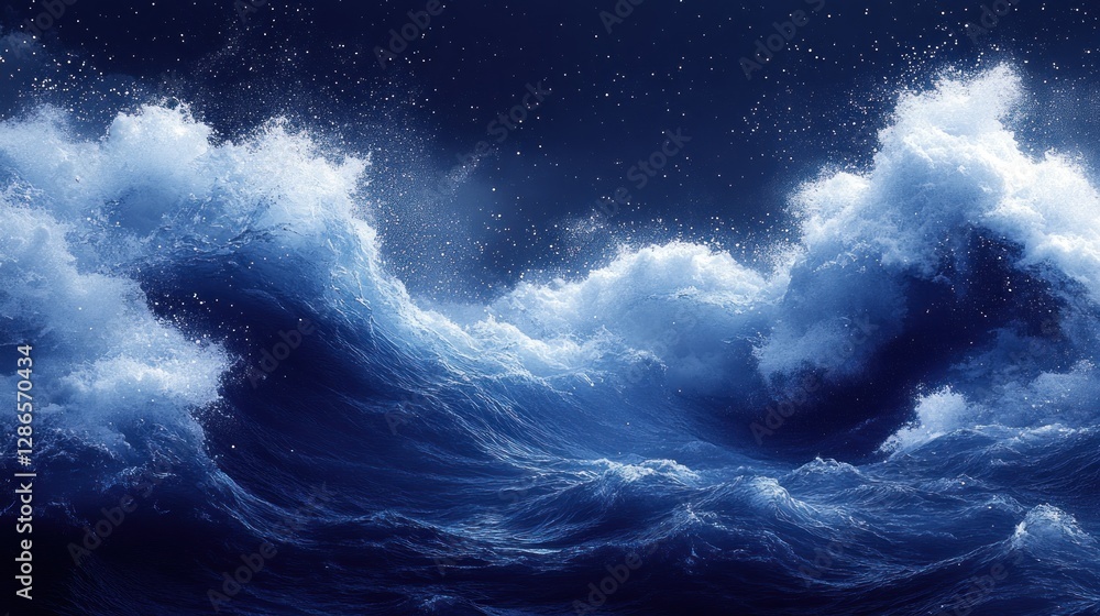 Naklejka premium Stormy Sea at Night