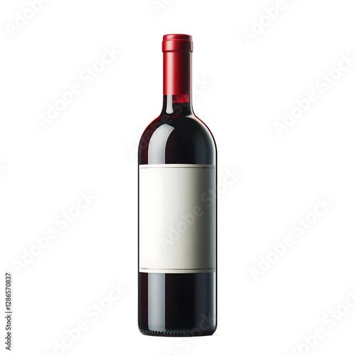 Red wine bottle with blank label. isolate on White background