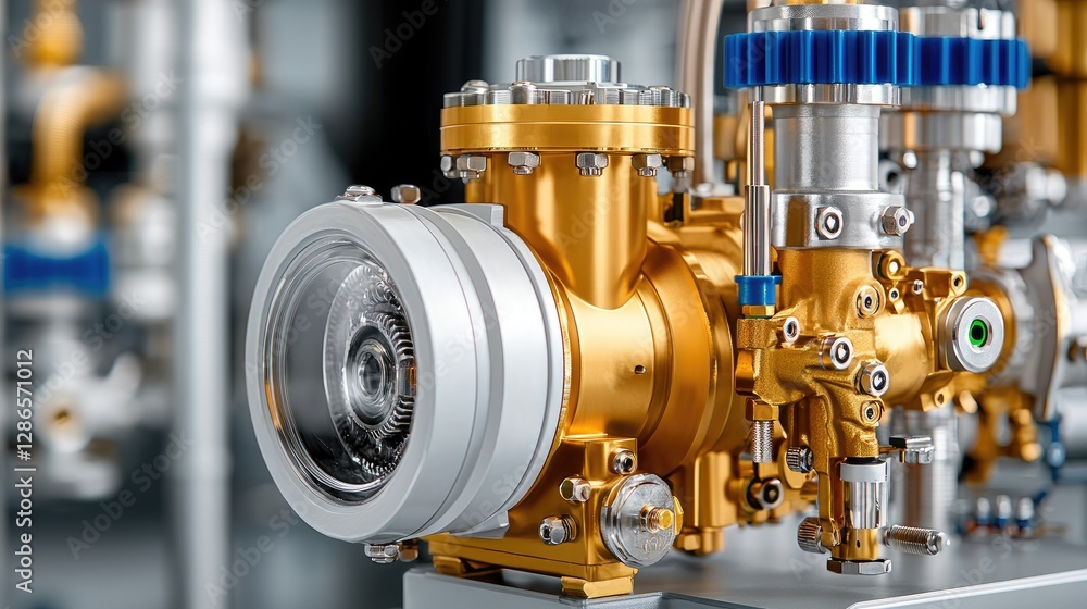 Fototapeta premium Gold and Silver Industrial Machinery Close Up