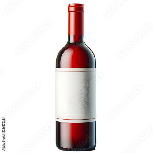 Red wine bottle with blank label. isolate on White background