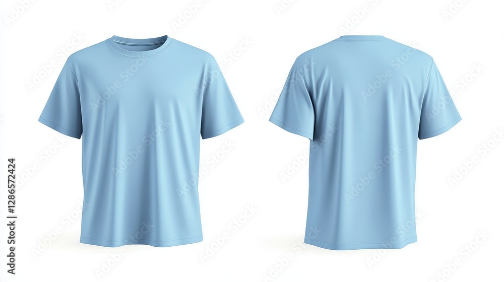 Naklejka premium Light blue t-shirt mockup front and back template on white background