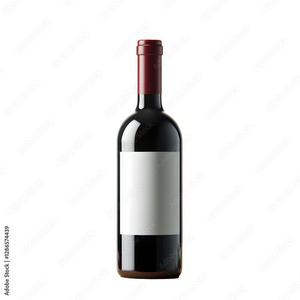 Red wine bottle with blank label. isolate on White background Red wine bottle with blank label. isolate on White background