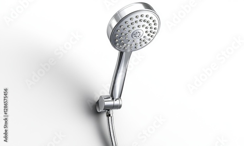 Wallpaper Mural Chrome shower head mounted on white wall, ready for use in clean bathroom Torontodigital.ca