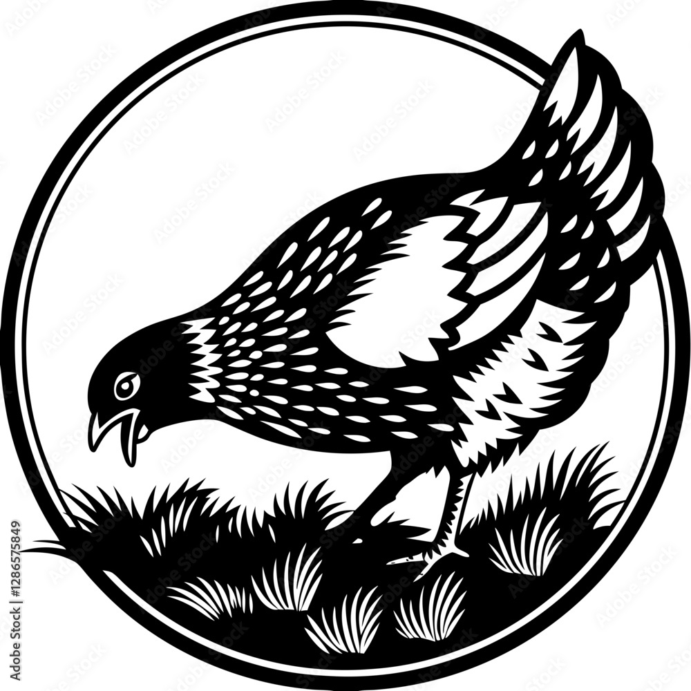 Fototapeta premium Black Chicken Outline: Rustic Farmhouse Design