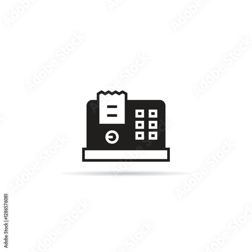 cashier machine icon with shadow on white background