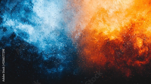 Abstract cosmic background with blue and orange gradient texture design