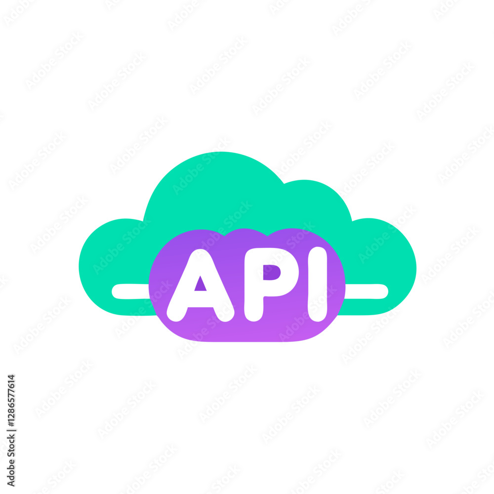 Colorful API logo in cloud, digital innovation Colorful API logo in cloud, digital innovation