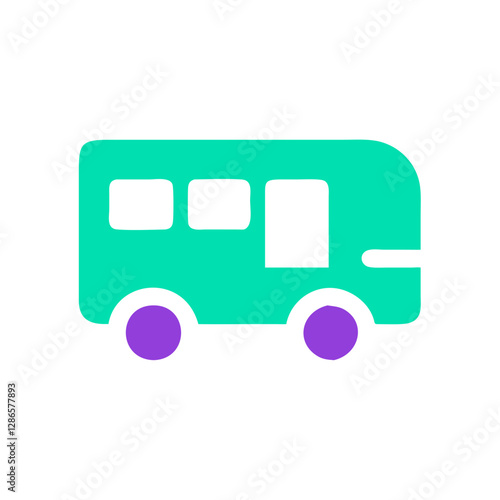 Colorful bus illustration on white background, transportation concept
