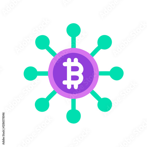 Bitcoin network structure illustration, digital finance concept