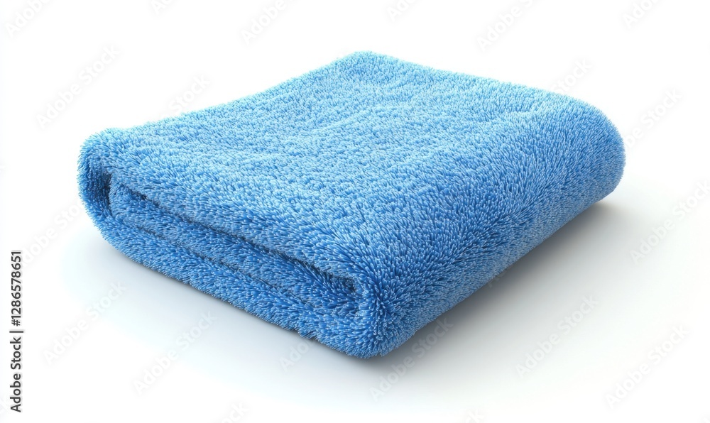 Folded blue towel on white background, ideal for spa or bathroom ad Folded blue towel on white background, ideal for spa or bathroom ad