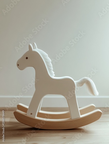 Classic wooden rocking horse for kids playtime.