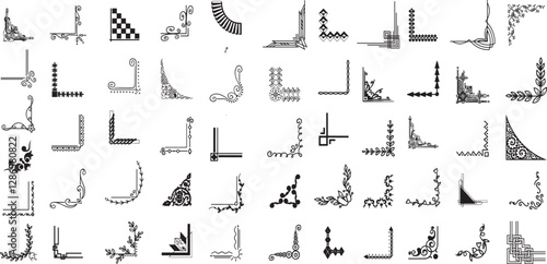 Corner vector icon set. frame illustration sign collection. vintage symbol.
