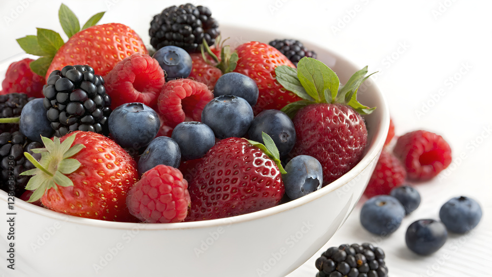Fresh Mixed Berries in a White Bowl – Healthy and Delicious Fresh Mixed Berries in a White Bowl – Healthy and Delicious