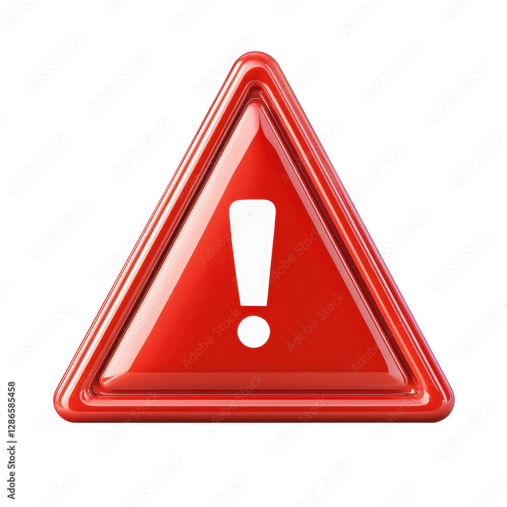 3D red triangle icon with an exclamation mark, vector illustration on a transparent background 3D red triangle icon with an exclamation mark, vector illustration on a transparent background
